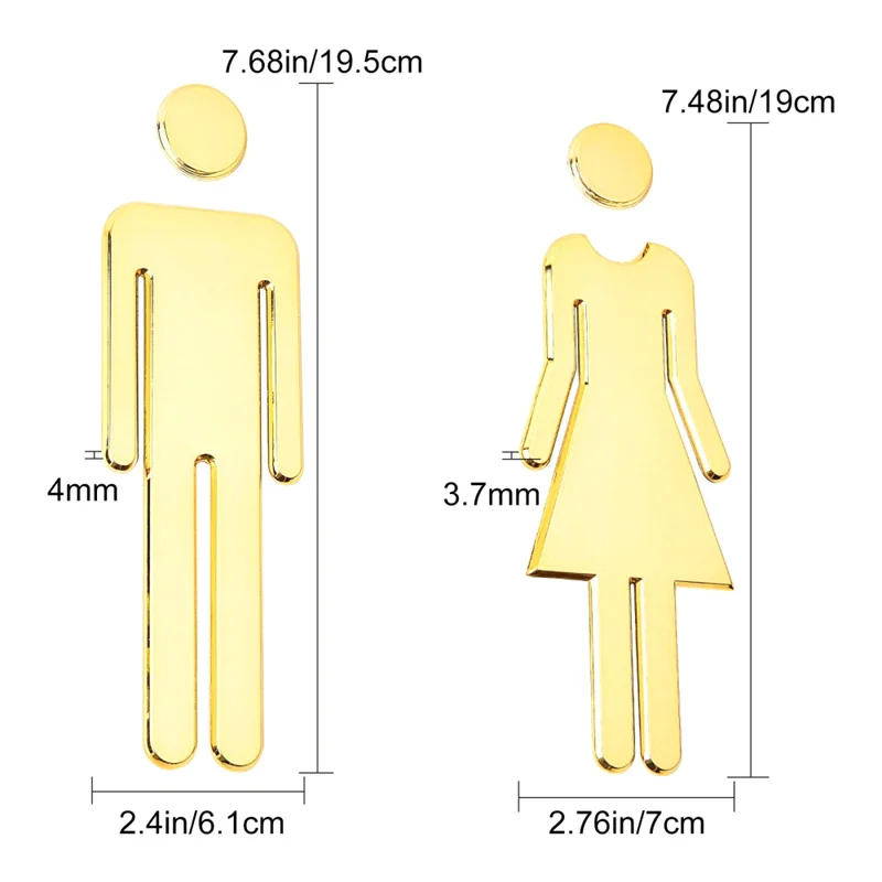 Description Picture 6 of item1Set Acrylic 3D Toilet Sign Plate Elegant Wash Room Door Wall Label Sticker WC Bathroom Signage Board Art Home Bathroom Decor