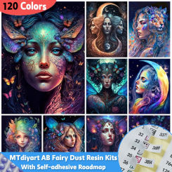 Resin Fairy Dust AB Diamond Painting With Sticker 120 Colors Butterfly Girl 5D Cross Stitch Kits Portrait Mosaic Gift New 2024
