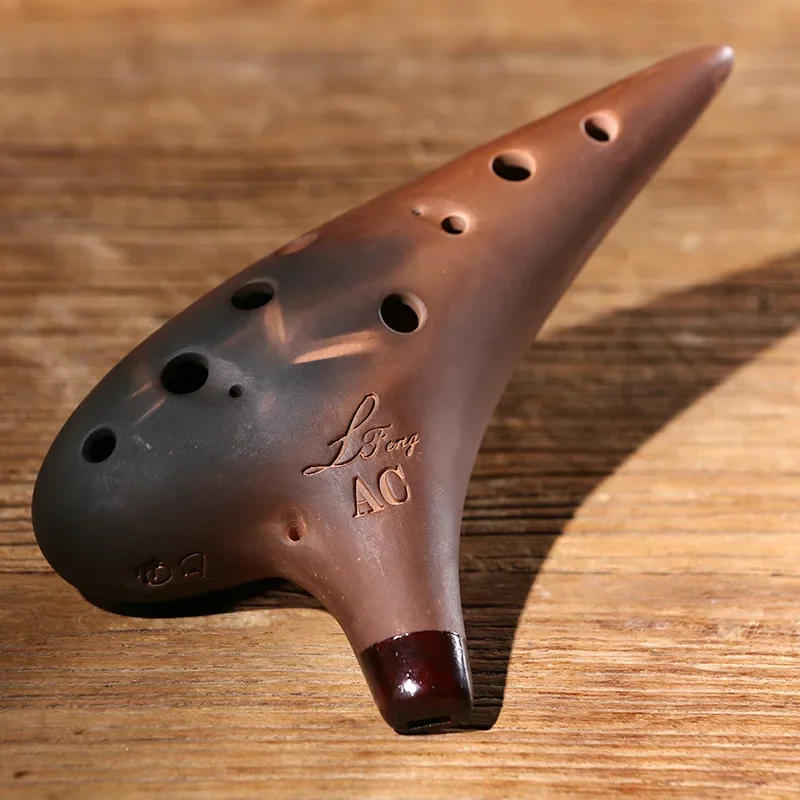Description Picture 3 of itemCeramic Ocarina 12 Holes Purple Sand Smoked Ocarinas Xun Music Flute Professional Orff Instruments for Beginners Playing Gifts