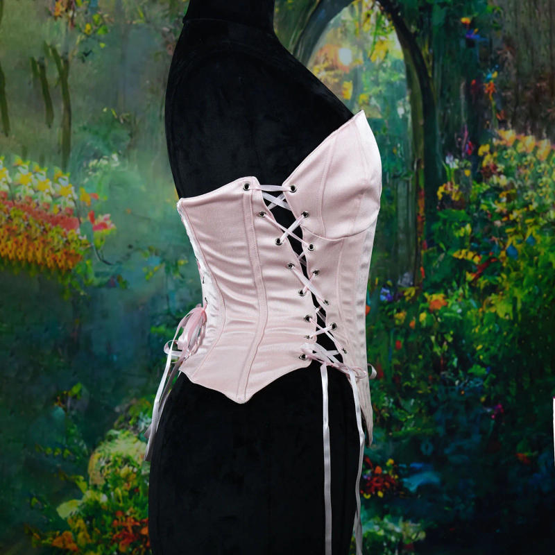 Description Picture 6 of itemSatin Waist Trimmer Corsets And Bustiers Overbust Lace Up Solid Corset TopBodyshaper For Women