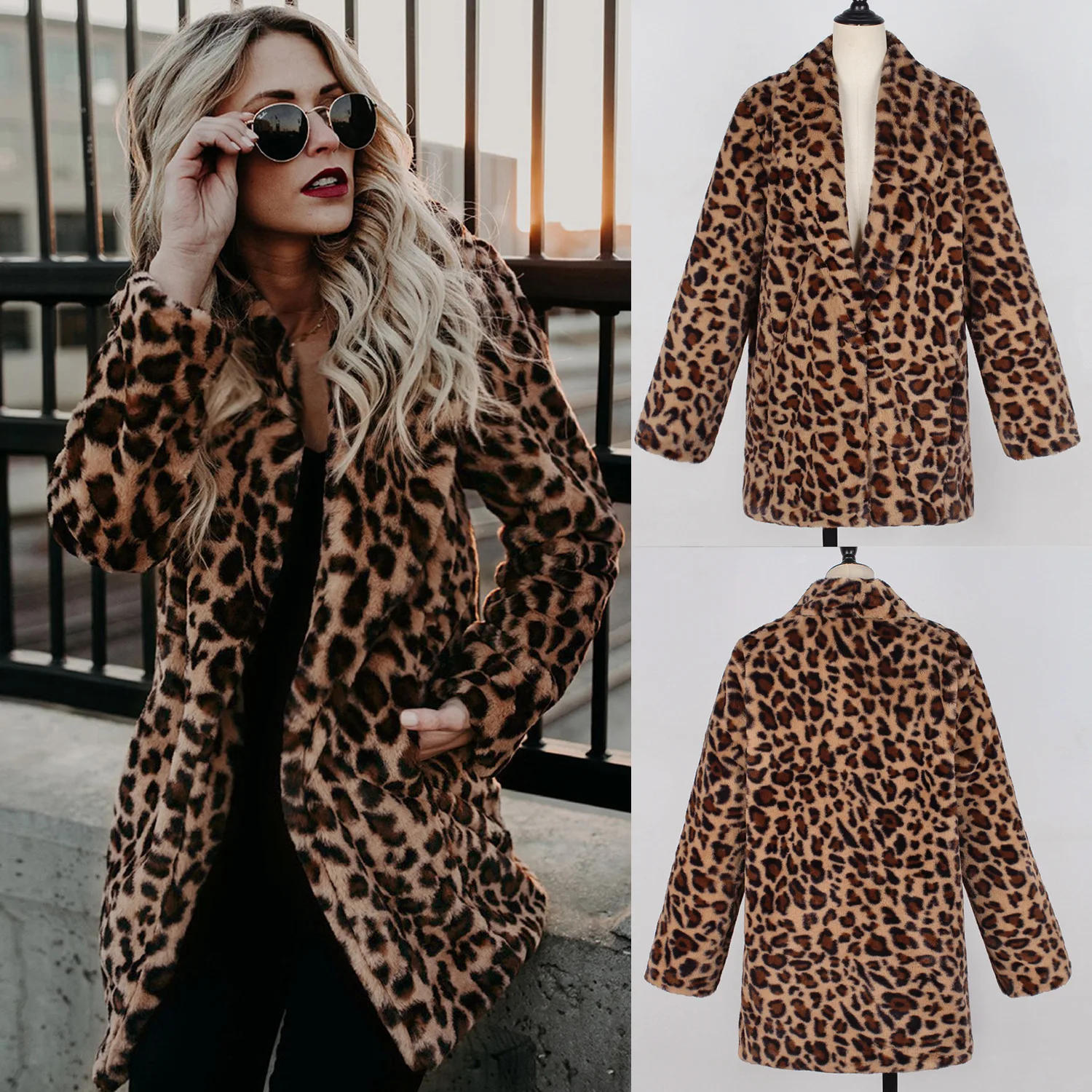 Description Picture 3 of itemWomen's Warm Faux Fur Jackets Coat Leopard Leisure Women Winter Shaggy Fur  Jackets Thick Fluffy Luxury Bontjas Outerwear 2023