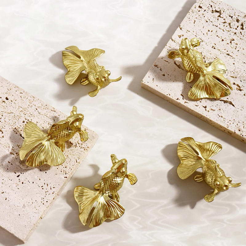 Description Picture 5 of itemGoldfish Cabinet Handles Brass Drawer Knobs Unique Animal Cupboard Door Handles Furniture Hardware Home Decoration Pulls