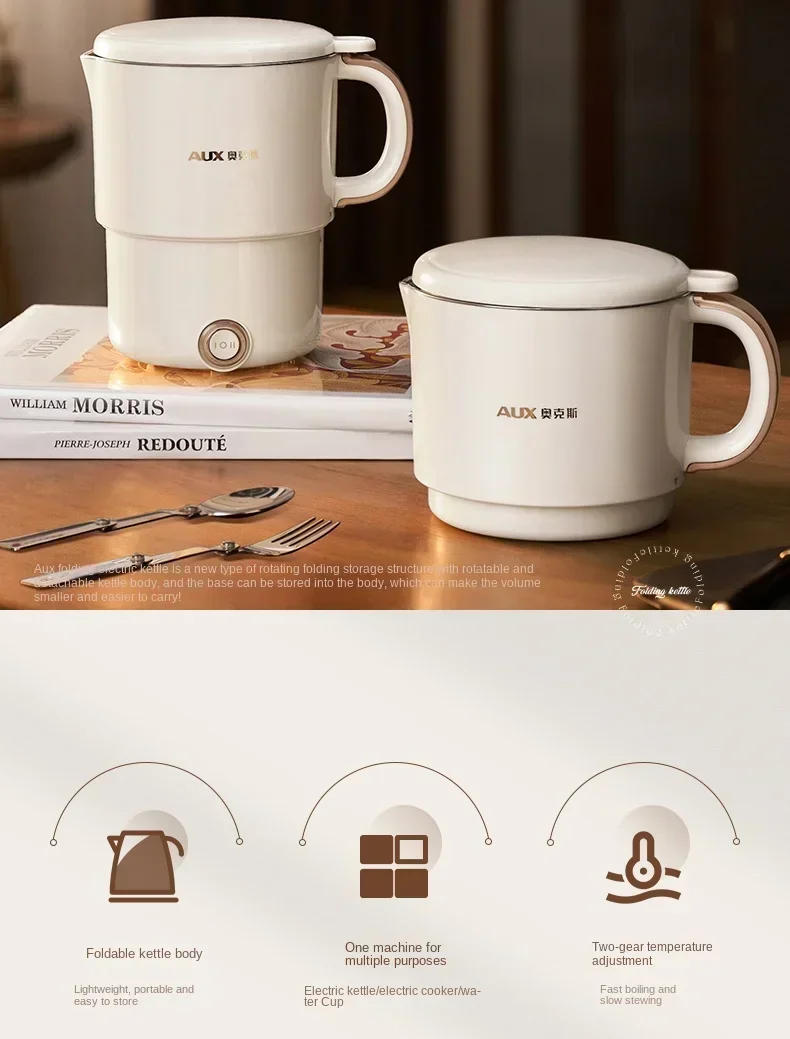 Description Picture 6 of item220V Collapsible Stainless Steel Electric Kettle for Travel and Business Trip Portable Mini Household Water Heater Cup A