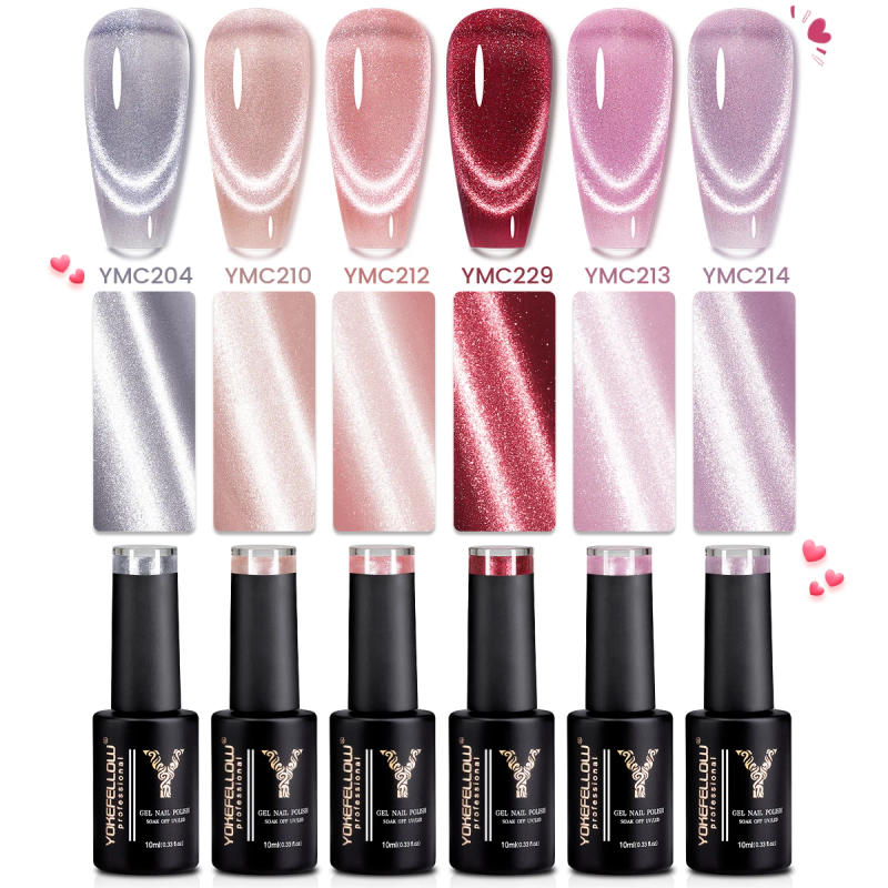 Description Picture 3 of itemYOKEFELLOW Magnetic Gel Nail Polish Amour de Cristal Gel Polish Red UV Cat Eye Gel for Nail Art Manicure DIY Valentine's Day