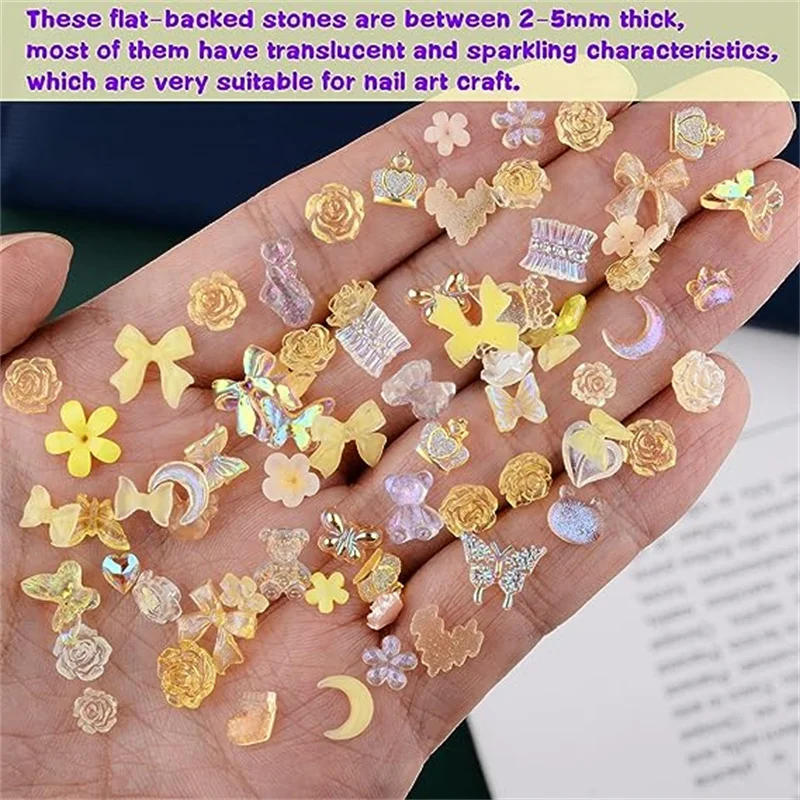 Description Picture 4 of item50pcs Kawaii Resin Nail Charms Rhinestones Candy Colors Cartoon Nail Art Decorations Press on Nails Supplies Accessories Jewelry