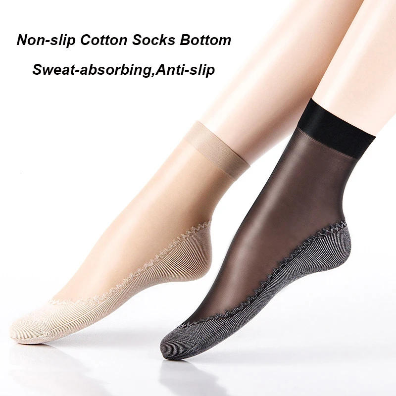 Description Picture 2 of item10pairs Womens Anti-Slip Cotton Socks ,Sweat Absorbing Anti-Slip Cotton Bottom Stretch Socks