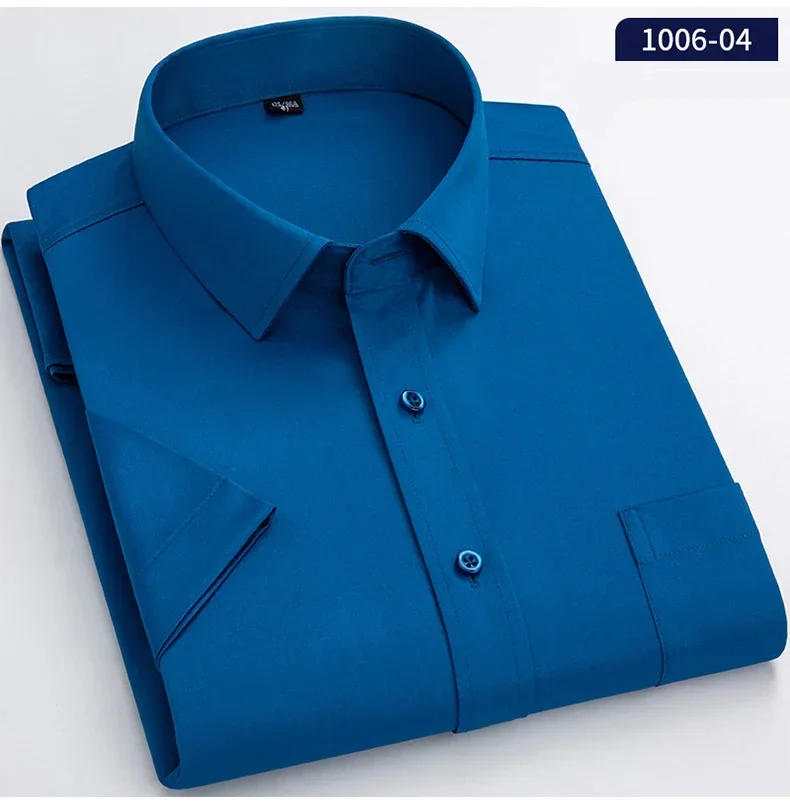 Description Picture 5 of itemMen’s Short Sleeve Shirts Elegant Plain Stretch No Iron Office Formal  Business Dress Shirt Casual Standard Male Workwear Shirt