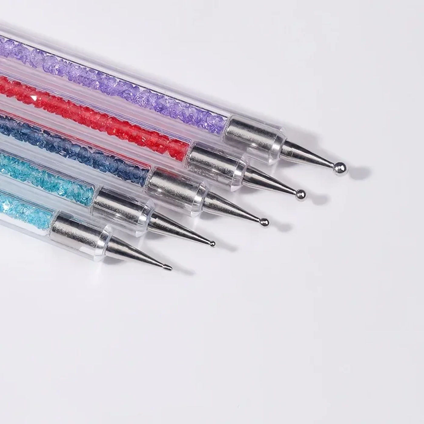 Description Picture 5 of item5pcs/Set 2 In 1 Dual-Ended Nail Art Liner Brushes With Crystal Handle Professional UV Gel Dotting Painting Drawing Pen DIY Tools