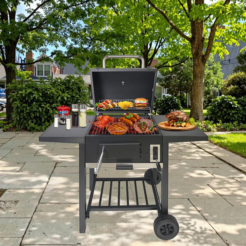 Description Picture 2 of itemPoland Popular BBQ Grill Outdoor Large Cooking Area Barbecue Smoker Grill Oil Drum Charcoal Grill Offset Smoker