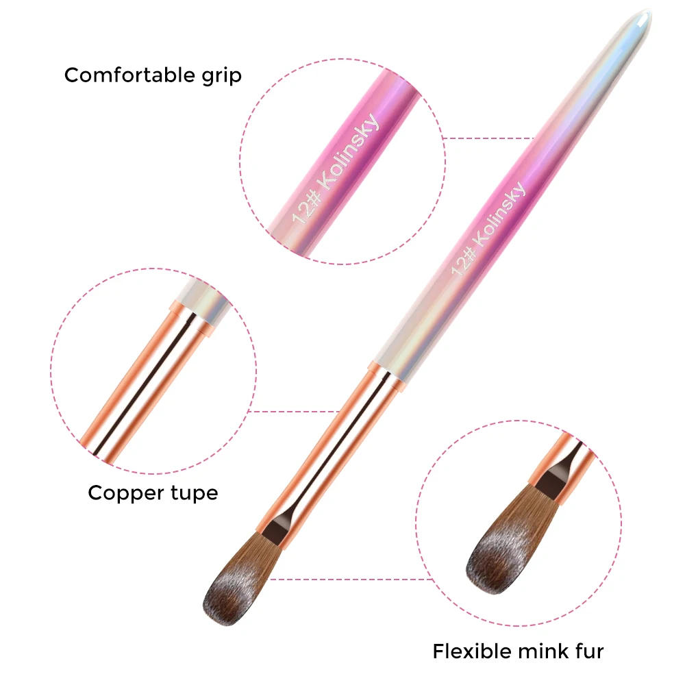 Description Picture 3 of item#8-#12 Kolinsky Acrylic Nail Brush Set 3D Pure Handmade Nail Brushes For Acrylic Application Professional Nail Art Brush