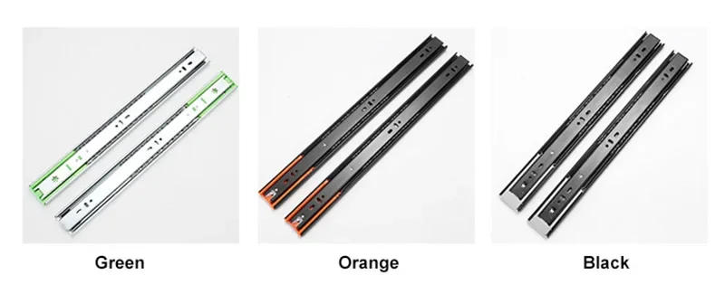 Description Picture 2 of item2Pcs Metal Buffer Drawer Slides 10-22" Track Width 45mm Mute Three-Section Rail Sliding Furniture Hardware Fittings