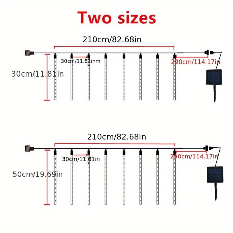 Description Picture 3 of item30cm Solar Powered Meteor Rain String Lights Waterproof Fairy Light For Christmas Wedding Garden Yard Bar Decorations