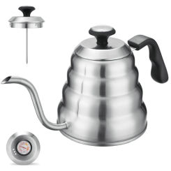 Coffee Kettle1L/1.2L Stainless Steel Pour Over Coffee Pot Kettle Drip Kettle with Thermometer For Home Office Cafetera