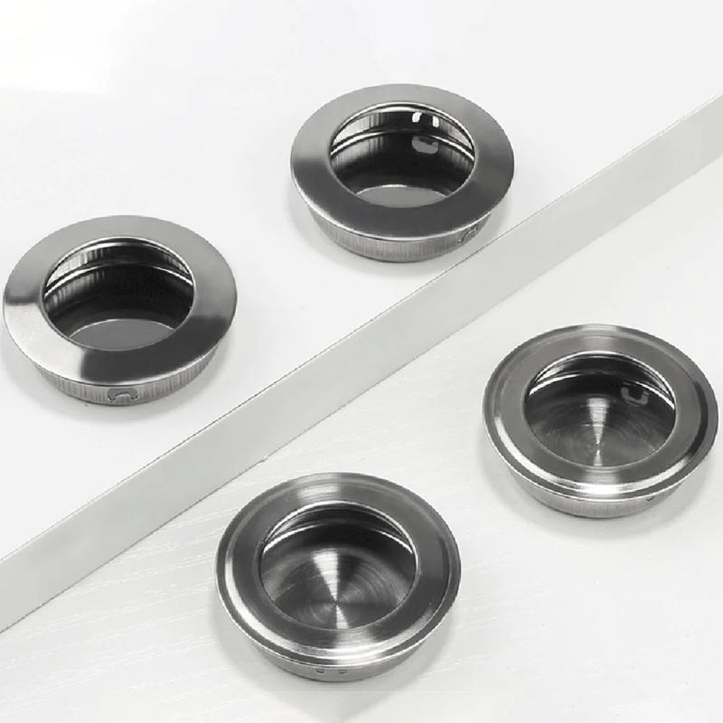 Description Picture 6 of item6Pcs Stainless Steel Circular Recessed Sliding Door Handles Set Round Flush Finger Pulls For Cabinets Dressers Drawers Wardrobes