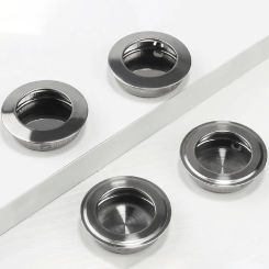 6Pcs Stainless Steel Circular Recessed Sliding Door Handles Set Round Flush Finger Pulls For Cabinets Dressers Drawers Wardrobes