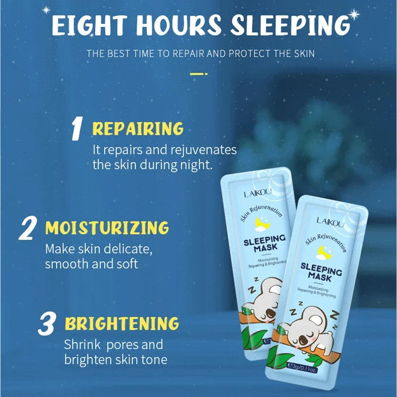 Description Picture 5 of itemLAIKOU 5pcs Moisturizing Facial Mask Hydrating Sleeping Face Sheet Masks Repairing & Nourishing Night Face Mask Skin Care