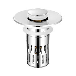 Stainless Steel Bathroom Sink Drain Strainer with Removable Filter Basket Anti-Clogging Hair Catcher Anti-Odor Brass Core