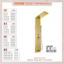 VEVOR  LED Light Shower Panel System Waterfall Rain Shower Faucet SPA Massage Jets Tub Shower With Bidet Bath Taps For Bathroom