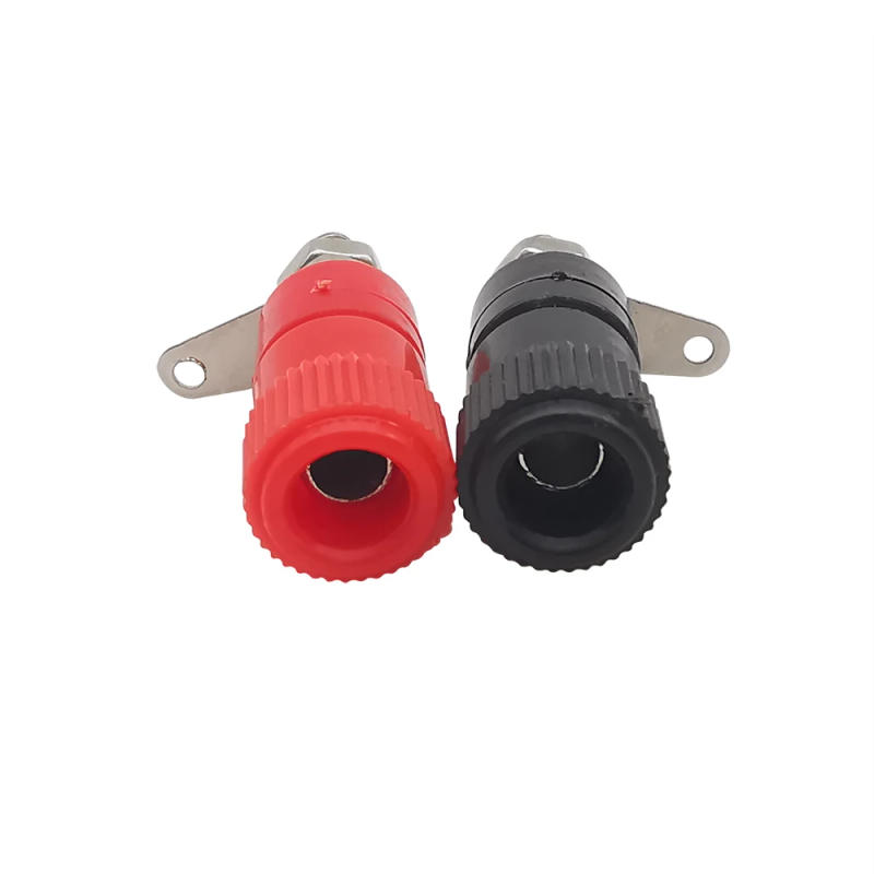 Description Picture 4 of item4mm Banana Socket Mount Binding Post Nut Banana Female Jack Terminal Block Connector Nickel Plated for 4mm Banana Plug Red&Black