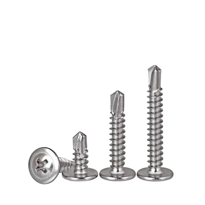 Description Picture 5 of item410 Stainless Steel Cross Round Head With Washer Drill Tail Self Tapping Screw Large Flat Head Color Steel Tile M4.2 M4.8