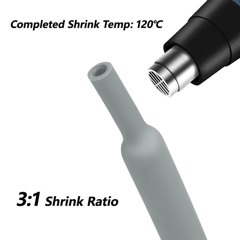 Description Picture 4 of item3:1 Grey With Glue Heat Shrink Tube Dual Wall Tubing 2.4 ~ 50mm Diameter Polyolefin Insulated Adhesive Lined Shrink Wrap Sleeve
