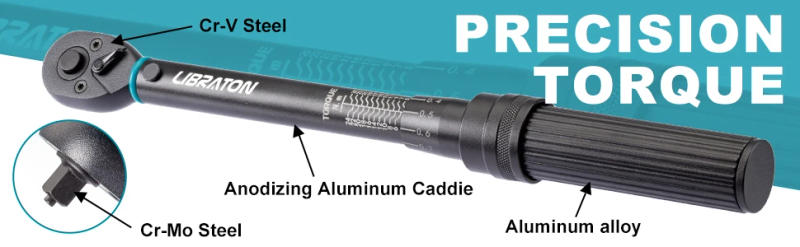 Description Picture 5 of itemLIBRATON Bike Torque Wrench 1/4 Inch 5 to 25Nm 0.1 Nm Micro Drive Click Torque Wrench Set Hex Torx Bit Sockets Extension Bar