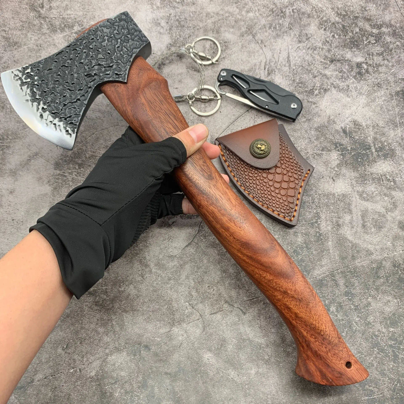 Description Picture 6 of itemChopping firewood artifact, home camping, mountain cutting, wood cutting hand axe, hand forged axe, high hardness, multifunction