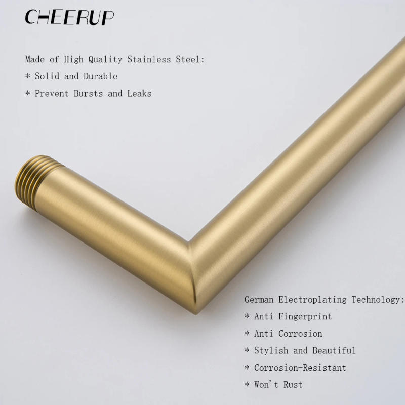 Description Picture 4 of itemStainless Steel Shower Arm  Wall Mounted Shower Head Extension Pipe Bathroom Accessories Faucet Replacement Brushed Gold