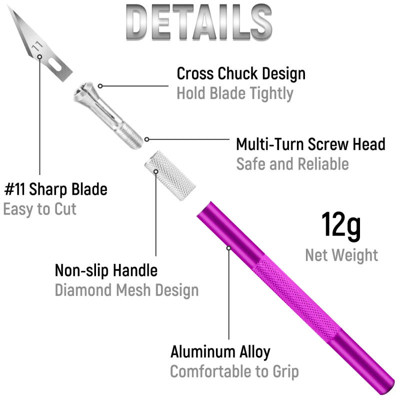 Description Picture 4 of itemSMARLAN Non-Slip Metal Scalpel Knife Tools Kit Cutter Engraving Craft Knives+5pcs Blades Mobile Phone PCB DIY Repair Hand Tools