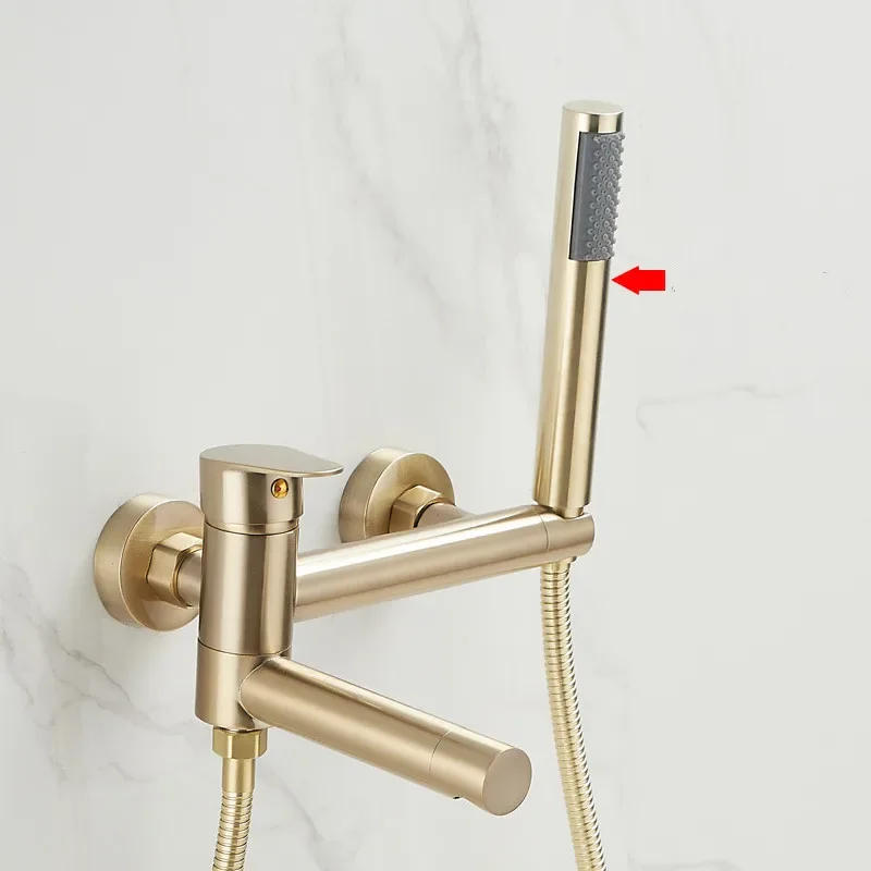 Description Picture 2 of itemBrushed Gold Bathtub Shower Set Wall Mounted Rotatable Gray Bidet Bathroom Bath & Mixer Tap