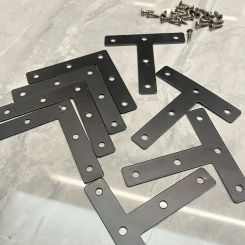 6 pieces, T/L black corner code, suitable for shelves, tables, dressing tables, chairs, beds, wooden shaped corner brackets