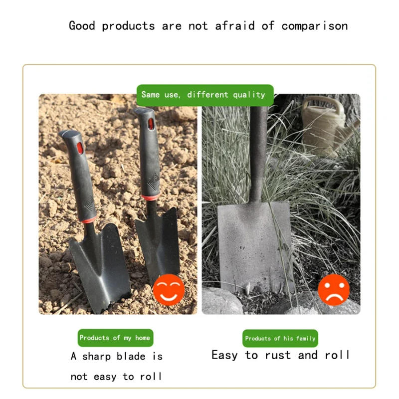 Description Picture 3 of itemBlack Rubber Handle Five Tooth Rake Gardening Four Piece Set Flower Shovel Dual-Purpose Hoe Gardening Tool