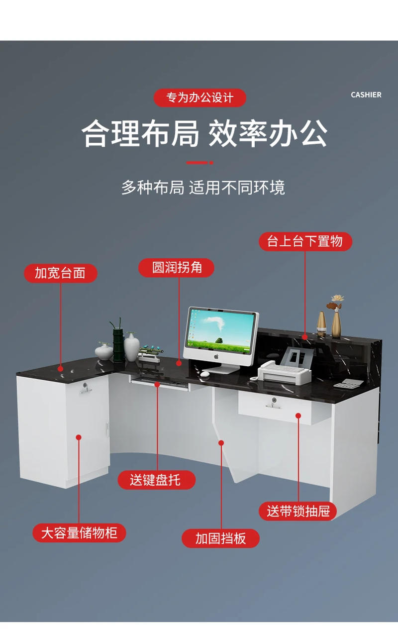 Description Picture 5 of itemFront Modern Reception Desks Podium Luxury Closet Club Checkout Reception Desks Service Escritorios De Oficina Salon Furniture