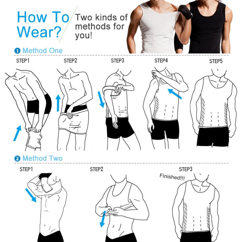 Description Picture 4 of itemMens Compression Shirts Slimming Body Shaper Vest Workout Tank Top Tummy Control Shapewear Abs Abdomen Corset Undershirt