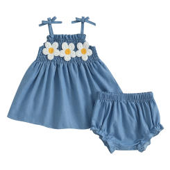 Baby Girls 2 Piece Outfits Sleeveless 3D Flower Cami Tank Tops and PP Shorts Sets