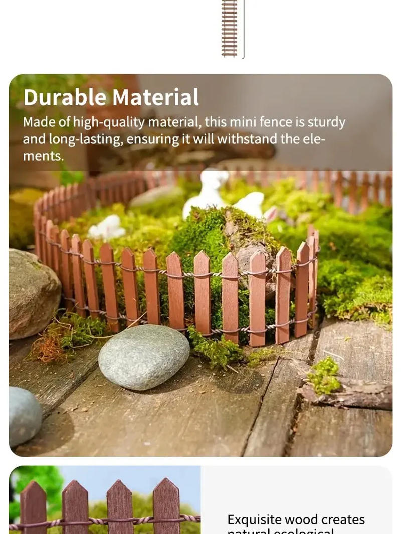 Description Picture 5 of item1pc Mini Fence, Garden And Bonsai Decoration Fairy Tale Garden Fence Wooden Decoration, DIY HandicraftProject Mini Picket Fence