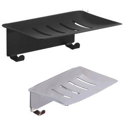 Stainless Steel Toilet Drain Soap Box 11.8*8.3*4.3 CM Silver/Black Punch-free Soap Holder Bathroom Soap Holder Hotel