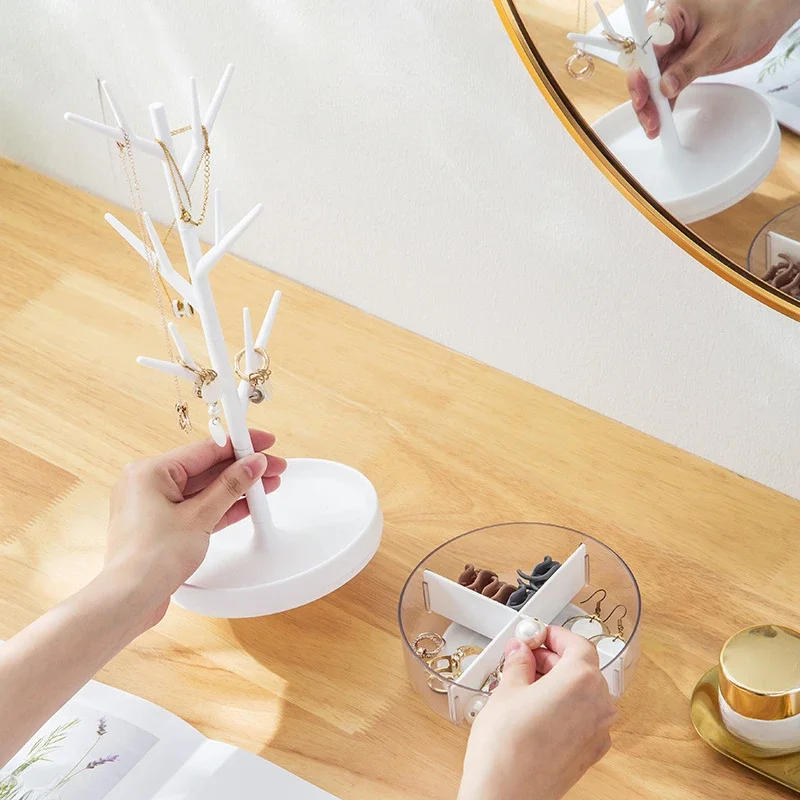 Description Picture 4 of item1pc Rotable Jewelry Stand Creative Tree Branch Earrings Necklace Ring Display Rack Desktop Multifunctional Storage Holder