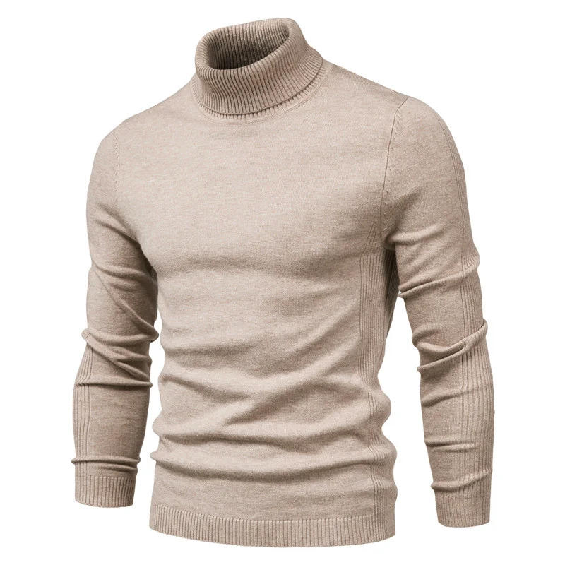 Description Picture 6 of item2021 New Winter Turtleneck Casual Solid Color Warm Pullover Quality Slim High Neck Long Sleeve Sweater Men