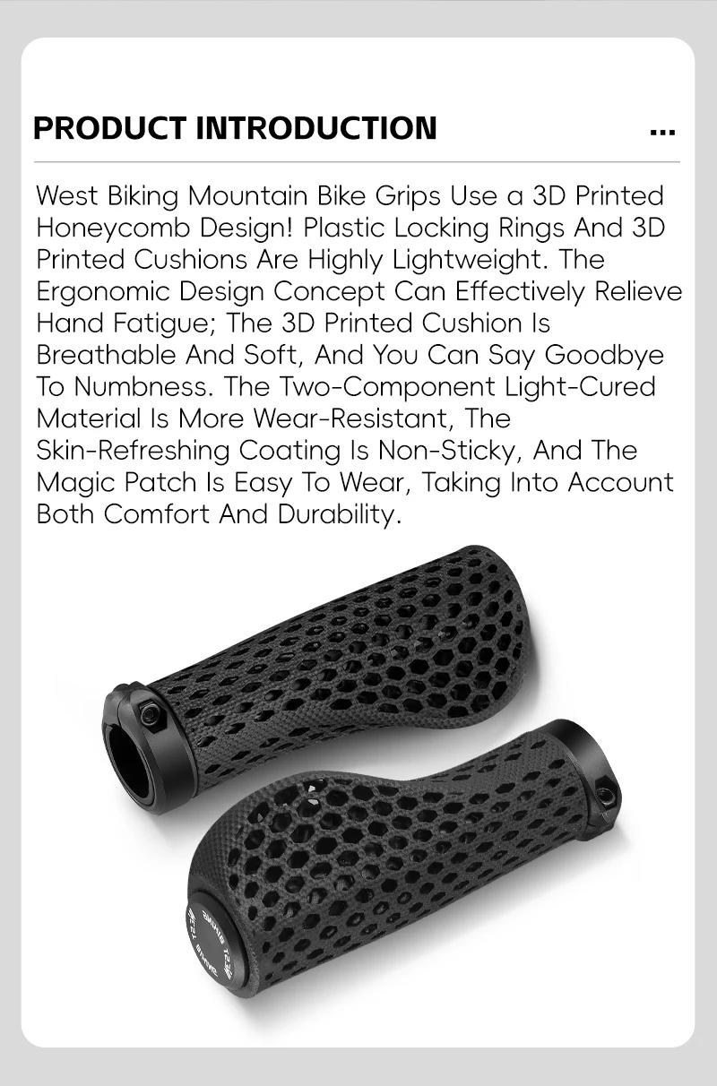 Description Picture 3 of itemWEST BIKING 3D Printed Bicycle Grips Ergonomic MTB Handle Cuffs Grips Ergonomic Soft Bike Handlebar Grips Bicycle Accessories