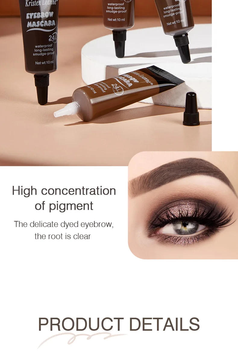 Description Picture 4 of item6 Color Eyebrow Enhancers Cream Women Natural Liquid Dyeing Eyebrow Set Brow Tattoo Pigments Lasting Waterproof Eyebrow Gel