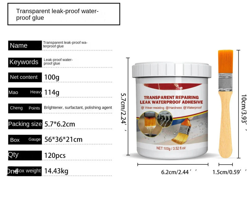 Description Picture 2 of item100g Waterproof Adhesive Leak Proof Coating Transparent Leak Repair Bathroom Floor Penetrating Waterproof Agent Refurbished
