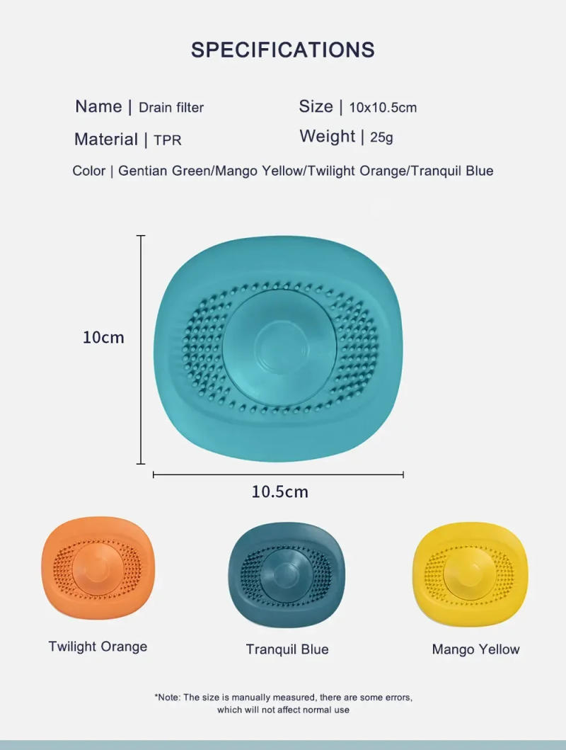Description Picture 2 of itemSilicone Kitchen Sink Plug, Shower Filter, Drain Cover, Roller, Sink Filter, Floor Drain, Hair Picker, Bathroom Accessories