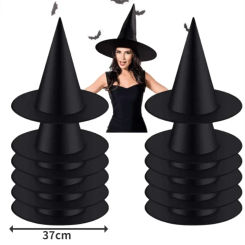 Halloween Wizard Hat Party Children Adult Black Pointed Oxford Cloth Magician Hat Witch Hat Masquerade Ball Party Dressing