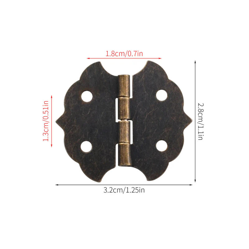 Description Picture 6 of item10PCS Antique Decorative Hinges Vintage Bronze Mini Box Hinges Jewelry Box Hardware for Wooden Cases,Cabinets, Toolbox
