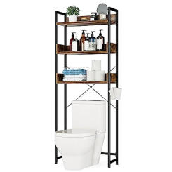 3 Tier Over Toilet Bathroom Organizer Shelf with Toilet Paper Holder Freestanding Space Saver Multi-functional Storage Rack