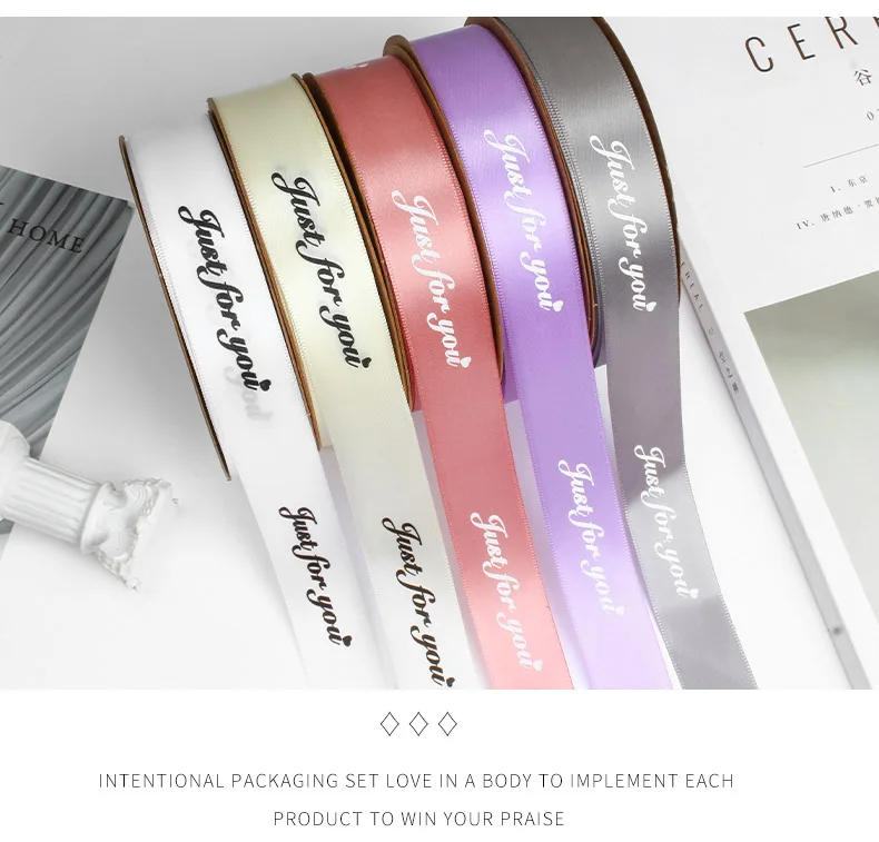 Description Picture 4 of itemEncrypted Flower Packaging Ribbon, English Letter Printing Ribbon, Gift Box Ribbon, Bouquet Webbing, 2.5cm, 49Yards