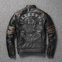 Cowhide Real Coat Genuine Leather Clothes Men's Motorcycle Embroidered Skull Riding Jacket Autumn Asian Size 6XL