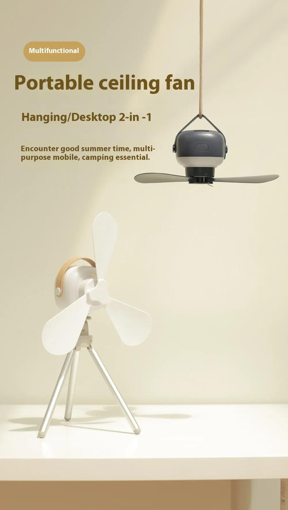 Description Picture 4 of itemPortable Ceiling Fans Rechargeable LED Electric Fan Night Lamp Home Outdoor Camping Tent Hanging Fan Light with Remote Control