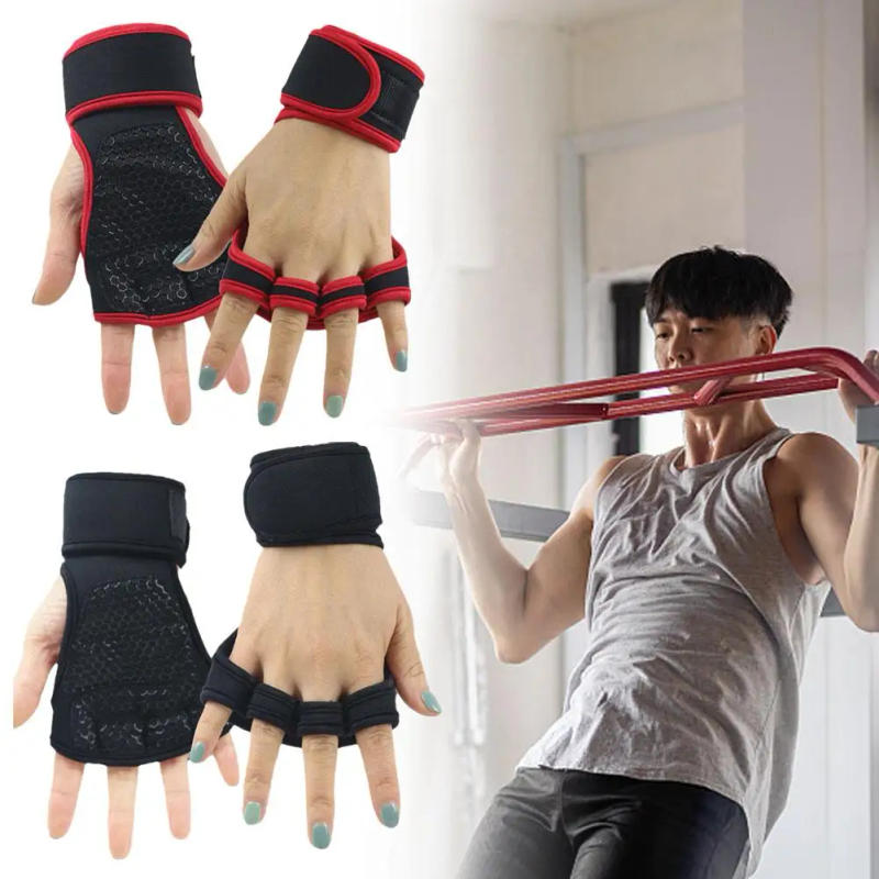 Description Picture 2 of item1 Pairs Weightlifting Training Gloves High Quality Wrist Sports Gym Palm Protection Fitness Gloves Hand Wrist Protector Non L3D7